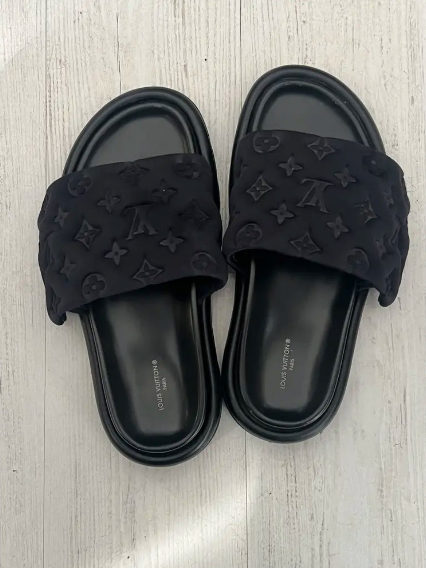 TPK LV Puffy Monogram Slides